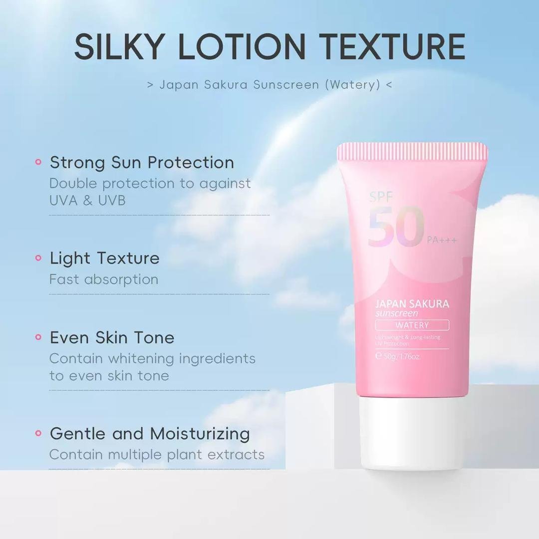 Japan Sakura Sunscreen (Watery) SPF50 PA+++ - Image 3